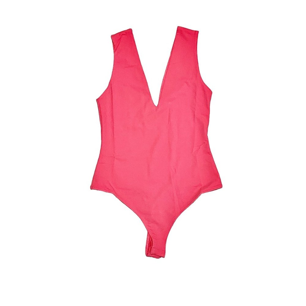 NWT Intimately by Free People Keep It Sleek Bodysuit, Small, Electropop (coral)